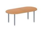 Schäfer Shop Genius Konferenztisch MODENA FLEX, Oval, 4-Fuss Quadratrohr, B 2000 x T 1000 x H 720-840 mm, Buche/weissaluminium RAL 9006