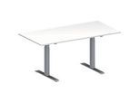 Schäfer Shop Genius Konferenztisch MODENA FLEX, Rechteck, T-Fuss Rechteckrohr, B 1600 x T 800 x H 650-850 mm, weiss/weissaluminium RAL 9006