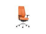 Interstuhl Bürostuhl JOYCE is3, Synchronmechanik, Armlehnen, FlexGrid-Lordosenstütze, Netzrücken, Flachsitz, hellgrau/orange