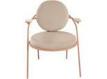 Sessel meet by Paperflow Saturne, mit Armlehnen, B 700 x T 730 x H 880 mm, Stahlrohr, Samt, Rosa/Elfenbein