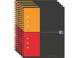 Oxford Notizbuch International, DIN A5, kariert, 80g/m², 80 Blatt, 5 Stück