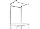 Aufbauportal m. Ausleger, Grundtisch STANDARD Arbeitstisch/Werkbank UNIVERSAL/PROFI, 1250 mm, lichtgrau