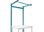 Aufbauportal m. Ausleger, Grundtisch STANDARD Arbeitstisch/Werkbank UNIVERSAL/PROFI, 1250 mm, lichtblau