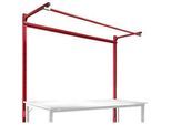 Aufbauportal m. Ausleger, Grundtisch STANDARD Arbeitstisch/Werkbank UNIVERSAL/PROFI, 2000 mm, rubinrot