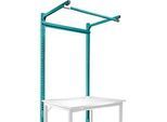 Aufbauportal m. Ausleger, Grundtisch SPEZIAL Arbeitstisch/Werkbank UNIVERSAL/PROFI, 1250 mm, wasserblau