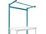 Aufbauportal m. Ausleger, Grundtisch SPEZIAL Arbeitstisch/Werkbank UNIVERSAL/PROFI, 1500 mm, wasserblau