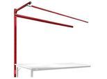 Aufbauportal m. Ausleger, Ansatztisch SPEZIAL Arbeitstisch/Werkbank UNIVERSAL/PROFI, 2000 mm, rubinrot