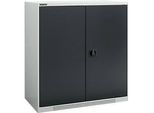 Schäfer Shop Genius Flügeltürenschrank FS, Stahl, mit Belüftungslöchern, B 1055 x T 520 x H 1105 mm, 3 OH, Lichtgrau/Anthrazitgrau, bis 300 kg