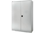 Schäfer Shop Genius Flügeltürenschrank FS, Stahl, mit Belüftungslöchern, B 1343 x T 520 x H 1950 mm, 5 OH, Lichtgrau/Lichtgrau, bis 750 kg