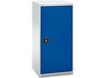 Schäfer Shop Genius Flügeltürenschrank FS, Stahl, mit Belüftungslöchern, B 545 x T 520 x H 1105 mm, 3 OH, Lichtgrau/Enzianblau, bis 150 kg