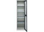 Schäfer Shop Genius Flügeltürenschrank FS, Stahl, Sichtfenster, Lüftungslöcher, B 545 x T 520 x H 1950 mm, 5 OH, Lichtgrau/Anthrazitgrau, bis 250 kg