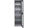 Schäfer Shop Genius Flügeltürenschrank FS, Stahl, Sichtfenster, Lüftungslöcher, B 545 x T 520 x H 1950 mm, 5 OH, Weissalu/Anthrazitgrau, bis 250 kg