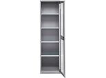 Schäfer Shop Genius Flügeltürenschrank FS, Stahl, Sichtfenster, Lüftungslöcher, B 545 x T 520 x H 1950 mm, 5 OH, Weissalu/Weissalu, bis 250 kg