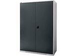 Schäfer Shop Genius Flügeltürenschrank FS, Stahl, mit Belüftungslöchern, B 1343 x T 620 x H 1950 mm, 5 OH, Weissalu/Anthrazitgrau, bis 750 kg