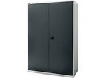 Schäfer Shop Genius Flügeltürenschrank FS, Stahl, mit Belüftungslöchern, B 1343 x T 620 x H 1950 mm, 5 OH, Lichtgrau/Anthrazitgrau, bis 750 kg