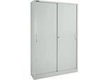 Schäfer Shop Select Schiebetürenschrank MS iCONOMY, Stahl, 5 Ordnerhöhen, B 1200 x T 400 x H 1935 mm, lichtgrau RAL 7035