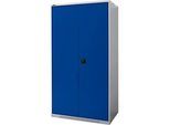 Schäfer Shop Genius Schwerlastschrank FS, Stahlblech, B 1055 x T 620 x H 1950 mm, 5 OH, weissalu/enzianblau, bis 1000 kg