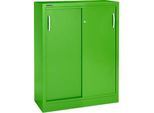 Schäfer Shop Select Schiebetürenschrank, 3 Ordnerhöhen, B 1200 mm, apfelgrün RAL 6018