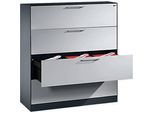 Hängeregistraturschrank ASISTO C 3000, 4 Schubladen, 3-bahnig, B 1200 mm, anthrazit/alusilber