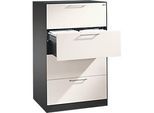 Hängeregistraturschrank ASISTO C 3000, 4 Schubladen, 2-bahnig, B 800 mm, anthrazit/weiss