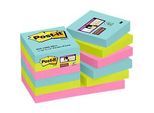 POST-IT Haftnotizen Super Sticky Notes Cosmic 622-12SS-COS, 48 x 48 mm, wiederablösbar, cellophanfrei verpackt, farbig, 12 x 90 Blatt