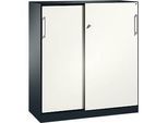 Schiebetürenschrank ASISTO C 3000, 3 Ordnerhöhen, mit Abdeckplatte, Breite 1200 mm,