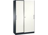 Schiebetürenschrank ASISTO C 3000, 5 Ordnerhöhen, abschliessbar, Breite 1200 mm, anthrazit/weiss