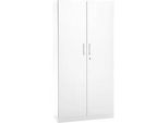 Büroschrank, 5 OH, abschliessbar, mit aufliegenden Türen, B 950 mm, Verkehrsweiss