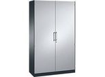 Flügeltürenschrank ASISTO C 3000, 5 Ordnerhöhen, B 1200 mm, anthrazit/alusilber