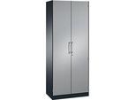 Flügeltürenschrank ASISTO C 3000, 5 Ordnerhöhen, B 800 mm, anthrazit/alusilber