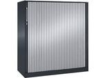 Rollladenschrank ASISTO C 3000, 3 Ordnerhöhen, mit Akustik-Rollladen, Breite 1200 mm, anthrazit/alusilber