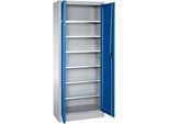 Schäfer Shop Select Materialschrank MSI 2409, Stahl, 6 Fachböden, B 950 x T 400 x H 1935 mm, weissaluminium/enzianblau