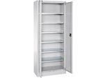 Schäfer Shop Select Materialschrank MSI 2409, Stahl, 6 Fachböden, B 950 x T 400 x H 1935 mm, weissaluminium