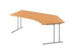Schäfer Shop Select Winkelschreibtisch COMBITEC, 135° Winkel rechts, C-Fuss, B 2165 x T 800/800 x H 677-817 mm, Buche/weissalu