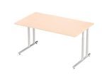 Schäfer Shop Select Schreibtisch COMBITEC, Rechteck, C-Fuss, B 1600 x T 800 x H 677-817 mm, Ahorn/weissaluminium
