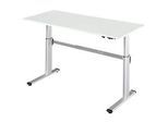 Arbeitstisch, elektrisch höhenverstellbar, Rechteck, C-Fuss, B 1800 x T 800 x H 725-1185 mm, lichtgrau/weissaluminium