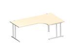 Schäfer Shop Select Winkelschreibtisch COMBITEC, 90° Winkel rechts, C-Fuss, B 2000 x T 1200/800 x H 677-817 mm, Ahorn/weissalu
