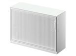 Schäfer Shop Genius Querrollladenschrank TETRIS SOLID, 2 OH, B 1200 x T 413 x H 818 mm, mit Boden und Abdeckplatte, lichtgrau/weissalu