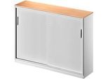 Schäfer Shop Genius Schiebetürenschrank TETRIS SOLID, 3 OH, Mitteltrennwand, B 1600 x T 413 x H 1170 mm, Buche/weissalu