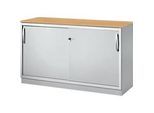 Schäfer Shop Genius Schiebetürenschrank TETRIS SOLID, 2 OH, B 1200 x H 818 mm, Mitteltrennwand, 19 mm Abdeckplatte, Buche/weissalu