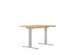 Schreibtisch ERGO DRIVE ED 470, elektrisch höhenverstellbar, Rechteck, T-Fuss, B 1200 x T 800 x H 692-1147 mm, Buche/weissaluminium RAL 9006