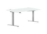 Schreibtisch ERGO DRIVE ED 470, elektrisch höhenverstellbar, Freiform, Ansatz rechts, T-Fuss, B 1800 x T 1000 x H 692-1147 mm, lichtgrau/weissalu