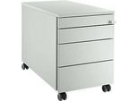 Schäfer Shop Genius Rollcontainer 1233, 4 Schübe, Zentralverschluss, seitliche Griffnut, B 435 x T 765 x H 577 mm, lichtgrau/lichtgrau/lichtgrau