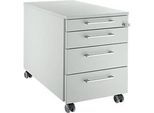 Schäfer Shop Genius Rollcontainer 1233, Griffe eckig, B 435 x H 577 mm, lichtgrau/lichtgrau/lichtgrau
