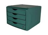 Schubladenbox Helit The Green Chameleon, 4 Schübe mit Auszugssperre, Format A4, stapelbar, grün