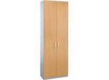 Schäfer Shop Genius Flügeltürenschrank TETRIS SOLID, Stahlkorpus, 6 OH, B 800 mm, abschliessbar, Buche-Dekor/weissalu