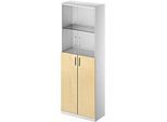Schäfer Shop Genius Kombischrank TETRIS SOLID, 6 OH, Glas- und Flügeltüren, B 800 mm, abschliessbar, Glas/Ahorn-Dekor/weissalu
