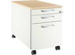 Schäfer Shop Select Rollcontainer 126, 3 Schübe, Griff rund, weiss/Ahorn-Dekor