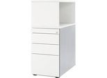 Schäfer Shop Genius Standcontainer mit Aufsatzregal, abschliessbar, seitliche Griffnut, weiss