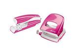 LEITZ® Bürolocher + Tischheftgerät Wow SET, metallic-pink